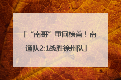 “南哥”重回榜首！南通队2:1战胜徐州队