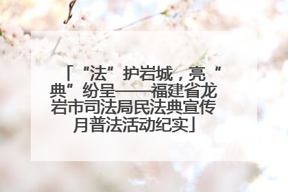 “法”护岩城，亮“典”纷呈——福建省龙岩市司法局民法典宣传月普法活动纪实