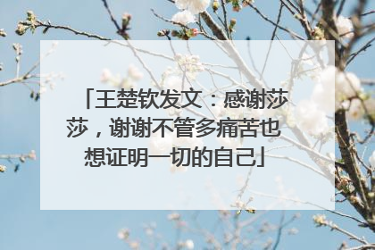 王楚钦发文：感谢莎莎，谢谢不管多痛苦也想证明一切的自己