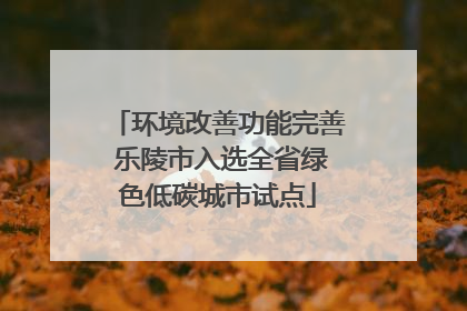 环境改善功能完善 乐陵市入选全省绿色低碳城市试点
