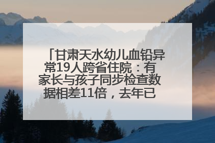 甘肃天水幼儿血铅异常19人跨省住院：有家长与孩子同步检查数据相差11倍，去年已有幼儿出现症状