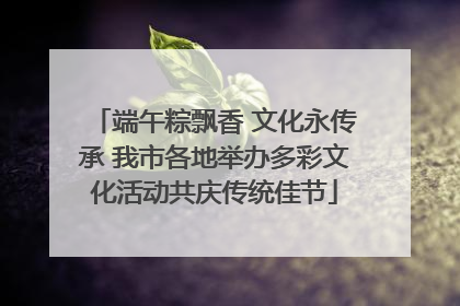 端午粽飘香 文化永传承 我市各地举办多彩文化活动共庆传统佳节