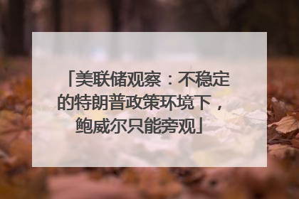 美联储观察：不稳定的特朗普政策环境下，鲍威尔只能旁观