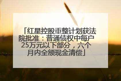 红星控股重整计划获法院批准：普通债权中每户25万元以下部分，六个月内全额现金清偿