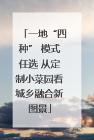 一地“四种” 模式任选 从定制小菜园看城乡融合新图景
