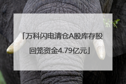 万科闪电清仓A股库存股 回笼资金4.79亿元