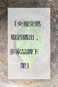 央视突然取消播出，多家品牌下架