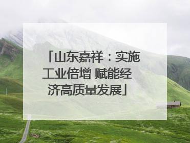 山东嘉祥：实施工业倍增 赋能经济高质量发展