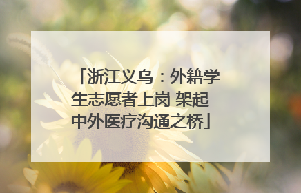 浙江义乌：外籍学生志愿者上岗 架起中外医疗沟通之桥