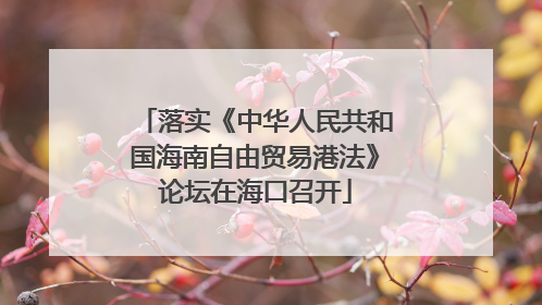 落实《中华人民共和国海南自由贸易港法》论坛在海口召开