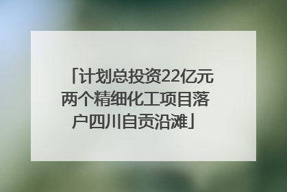 计划总投资22亿元 两个精细化工项目落户四川自贡沿滩