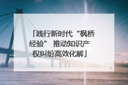 践行新时代“枫桥经验” 推动知识产权纠纷高效化解