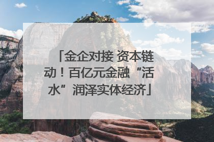 金企对接 资本链动！百亿元金融“活水”润泽实体经济