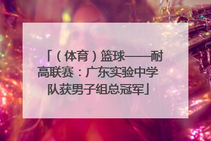 （体育）篮球——耐高联赛：广东实验中学队获男子组总冠军