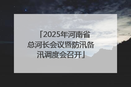 2025年河南省总河长会议暨防汛备汛调度会召开
